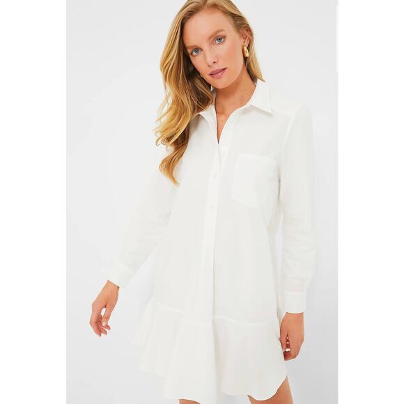 TUCKERNUCK White Cotton Poplin Callahan Shirt Dress NWT Size Large - Picture 2 of 12
